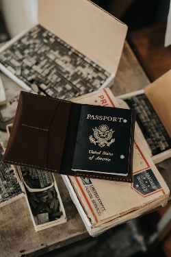A passport in a leather cover