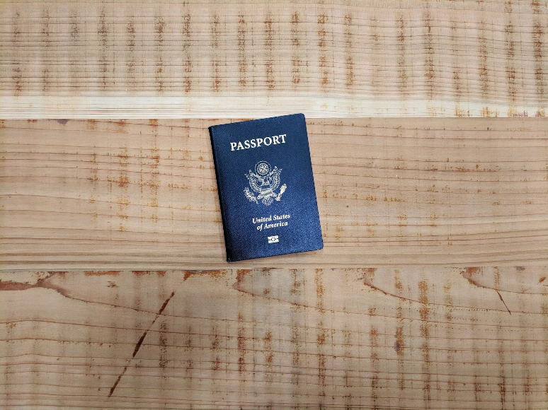 A passport on a table