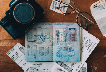 A stamped passport ahead of international travel in 2025.