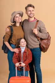 A family all set for international travel in 2025.