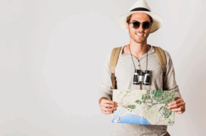 Person planning last-minute international travel.