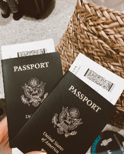 Passports with boarding passes.