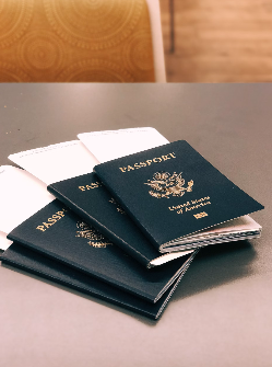 Four passports and plane tickets.